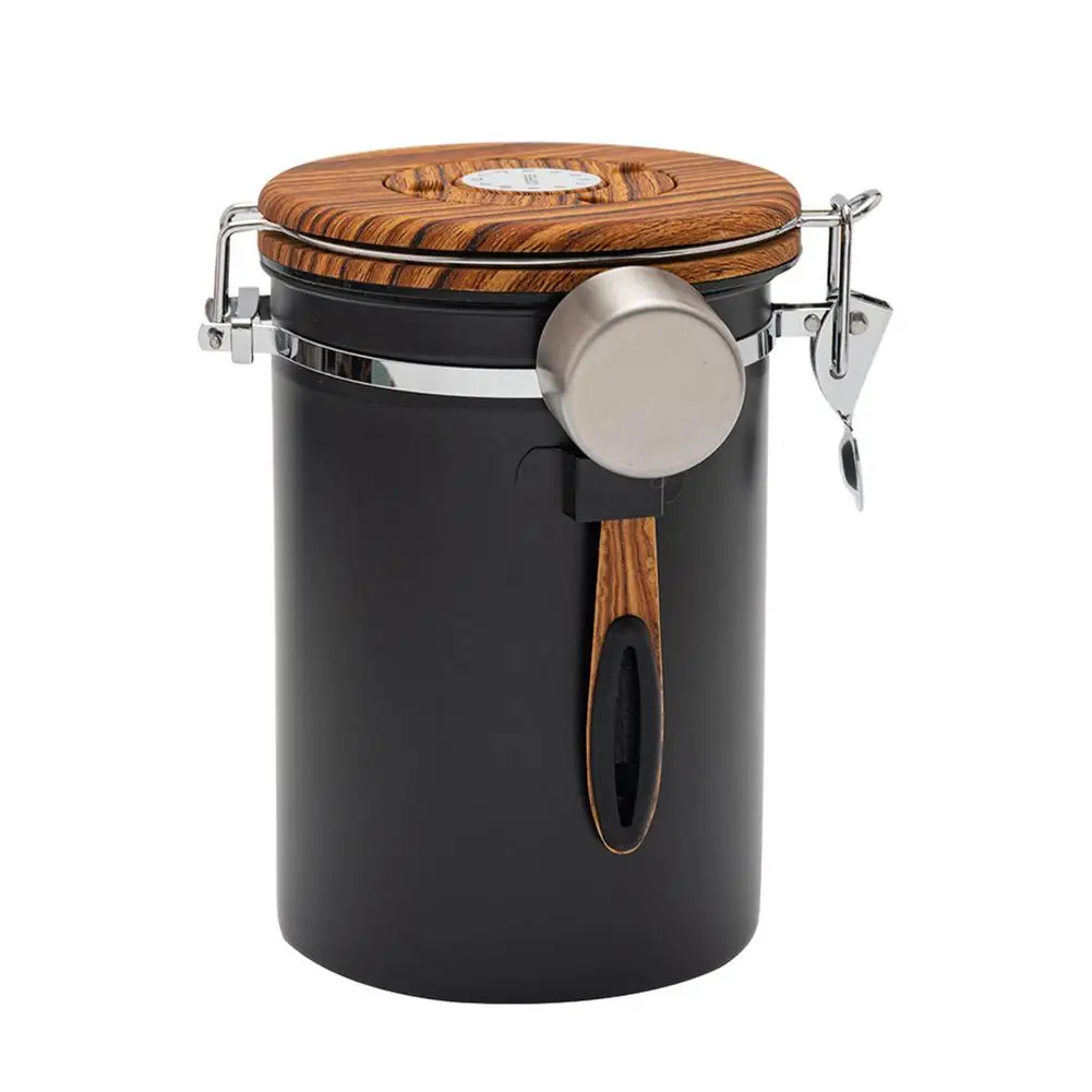 

Stainless Steel Airtight Coffee Container Storage Canister Set Coffee Jar Canister Holder With Scoop for Coffee Beans Tea 1.8L