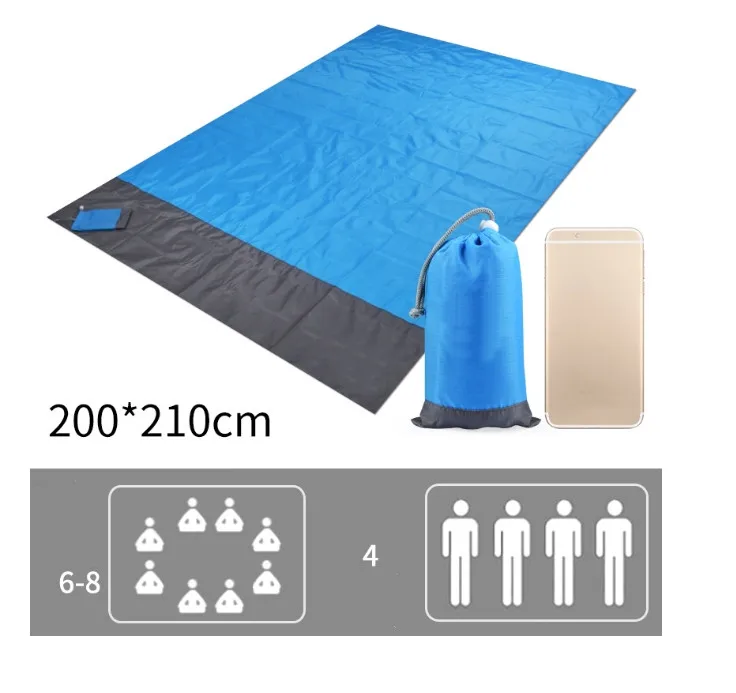 2.1m Large Waterproof Camping Tarp Hiking Picnic Mat Durable Beach Pad Multifunctional Tent Footprint Sun Canopy Ground Sheet