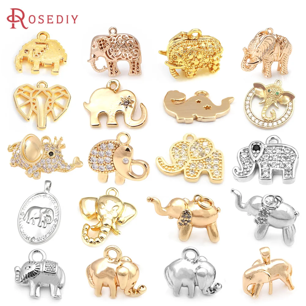 18K Gold Color Brass Elephant Charms Pendants High Quality Diy Jewelry Making Supplies Necklace Earrings Findings Accessories