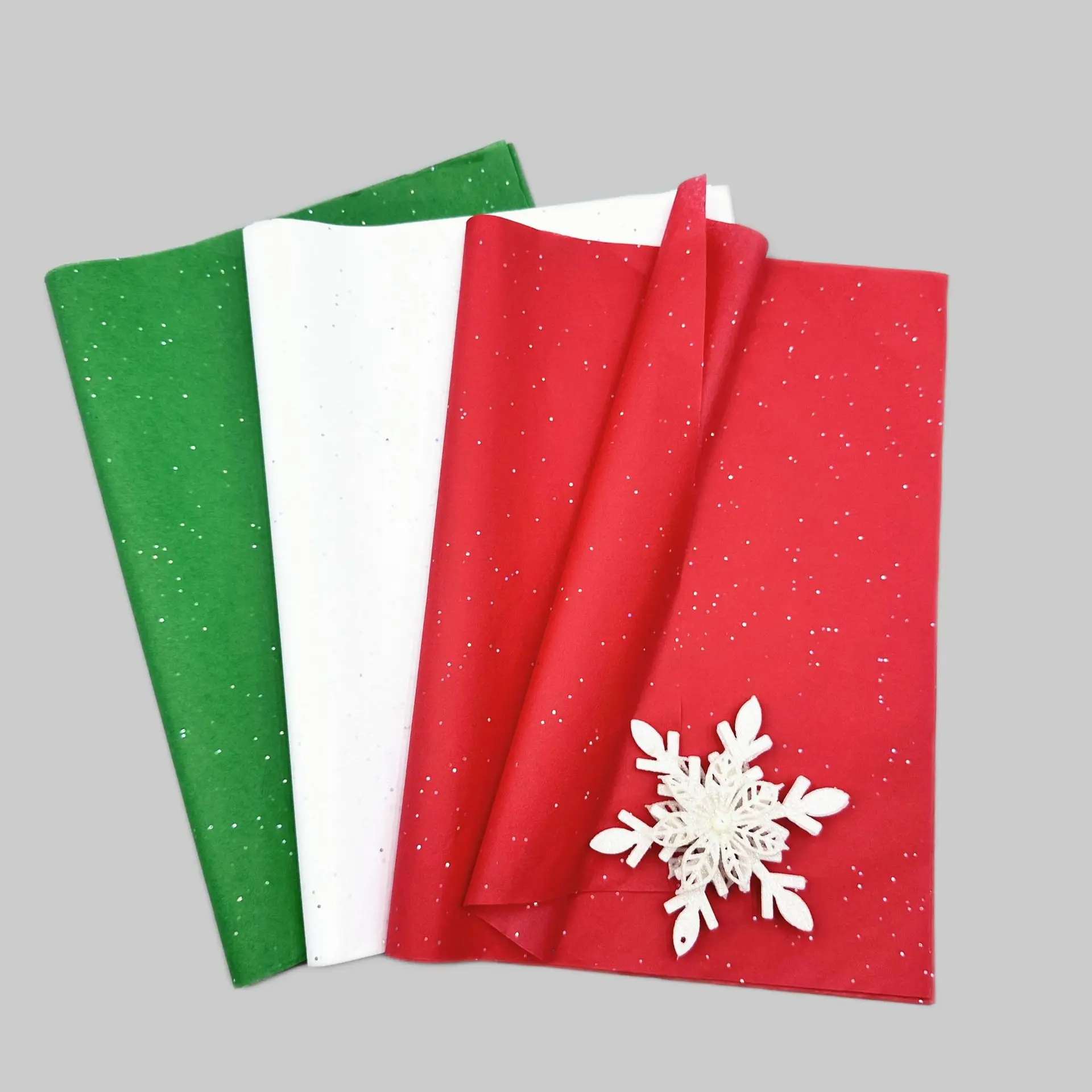 30 Blatt rotes und grünes gemischtes Schneeflockenpapier, 50 x 35 cm großes Geschenkpapier, geeignet für Partyfestivals, Valentinstag