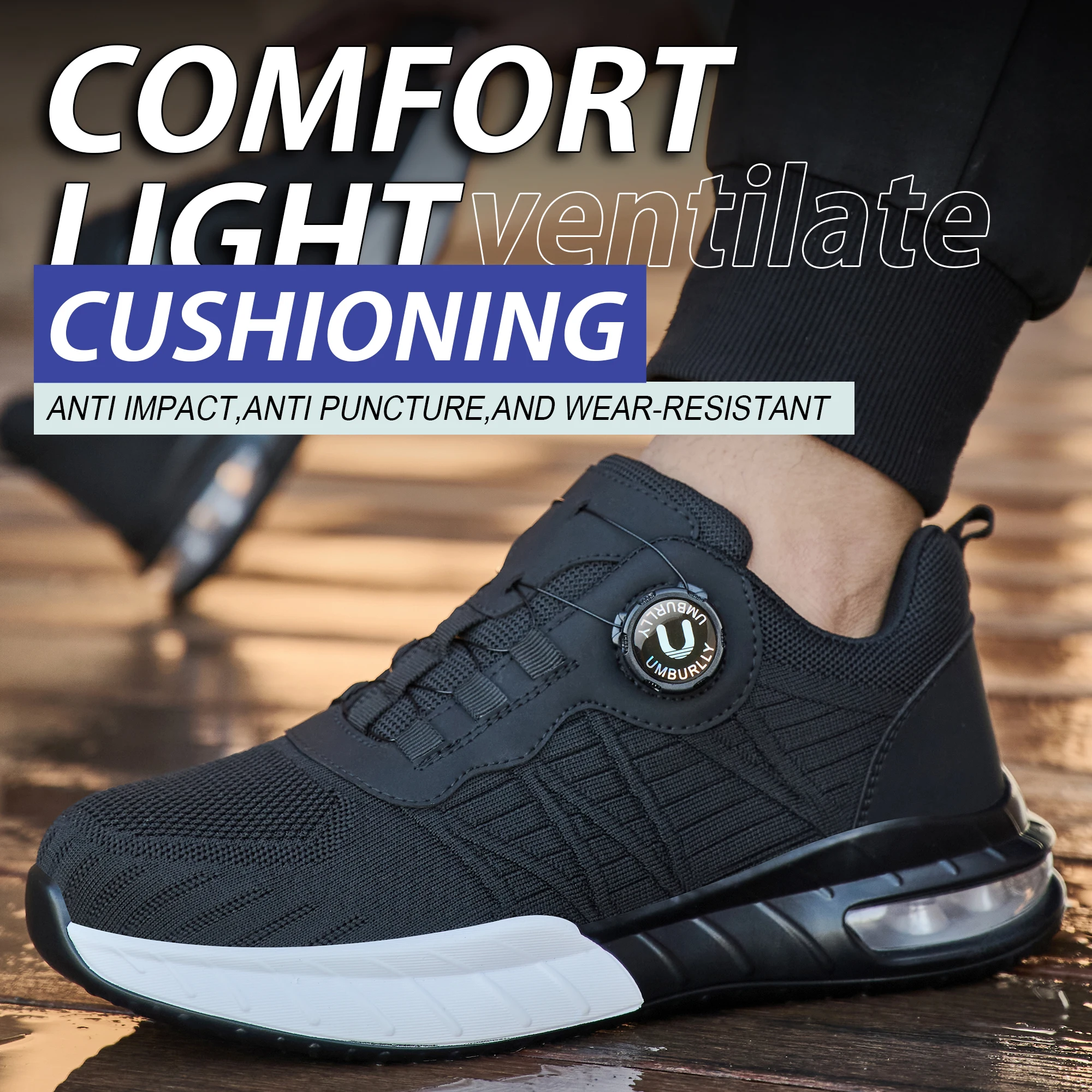 جديد الرجال الروتاري مشبك أحذية أمان المضادة للتأثير المضادة للثقب أحذية عمل خفيفة الوزن تصميم رياضي الموضة للمحترفين في الهواء الطلق