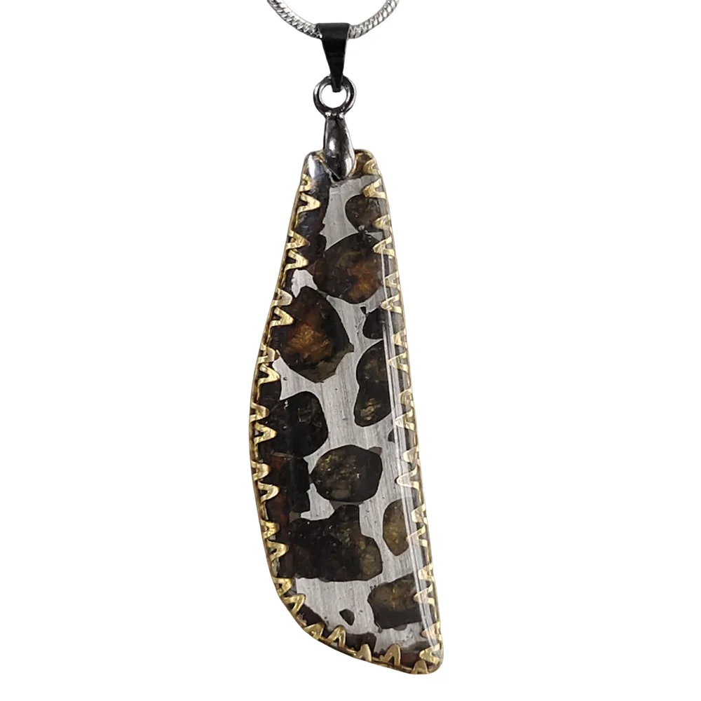 Brenham Olivine Meteorite Pendant Men's and women's Jewelry Natural Olivine Meteorite Specimen Necklace - CB190