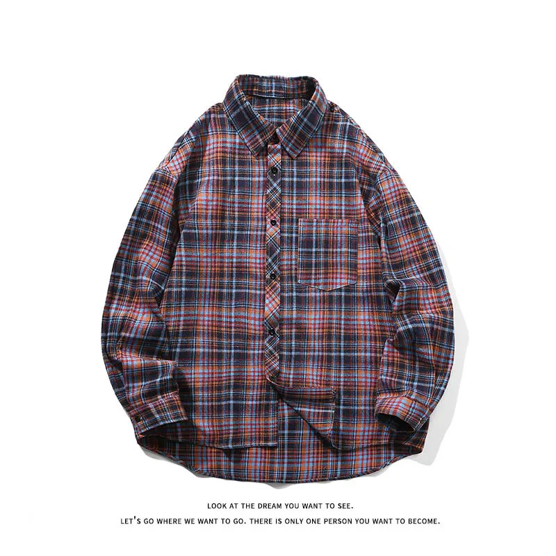 Korean Clashing Plaid Shirts Thin Long Sleeve Shirt Loose Fit Vintage Shirt Men Women Casual Summer Sun Protection Clothing Coat