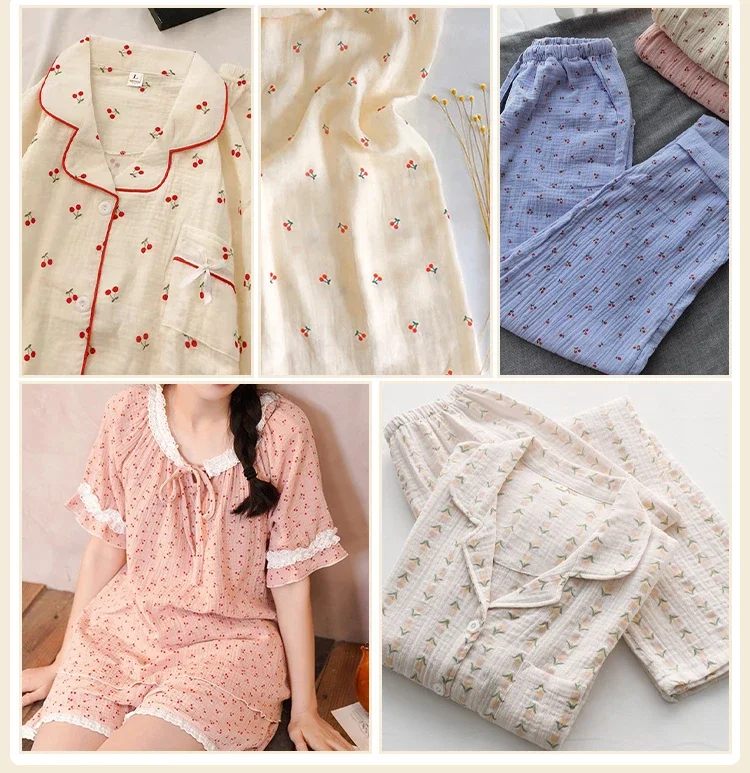 100 * 135cm Summer Baby Clothing Fabric Double-Layer Gauze Cotton Small Floral Skirt Pajamas Home Clothing Fabric By Meter Stof