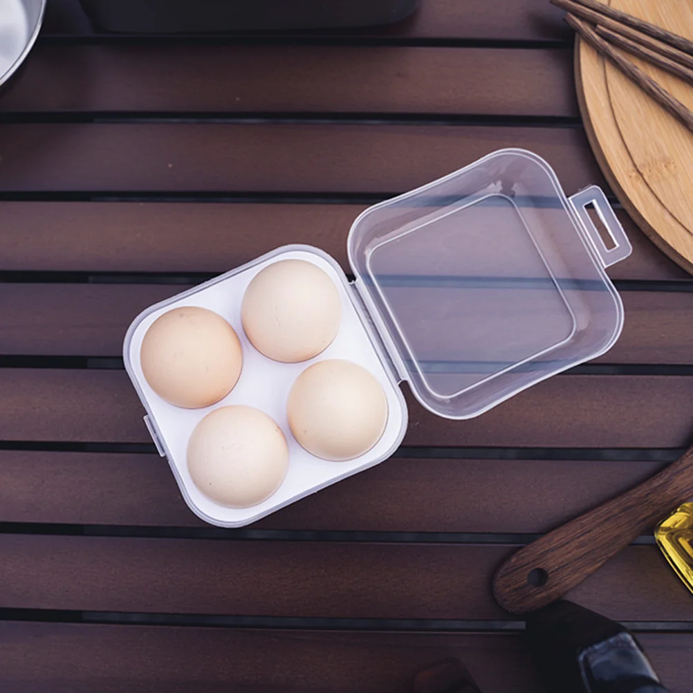 

Portable Egg Carton with 4 Grids Lightweight Strong Egg Container Storage Box Fridge Organizer Household Camping Hiking Plastic