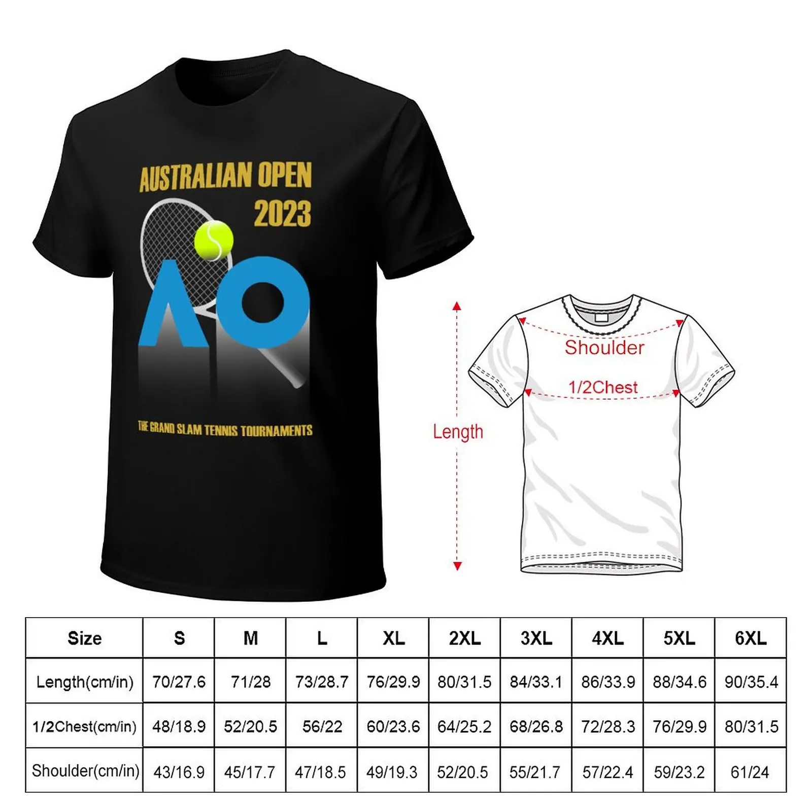 Exciting 2023 Tennis Australian Open Design T-Shirt Minimalist Plain Crew Neck T-Shirt