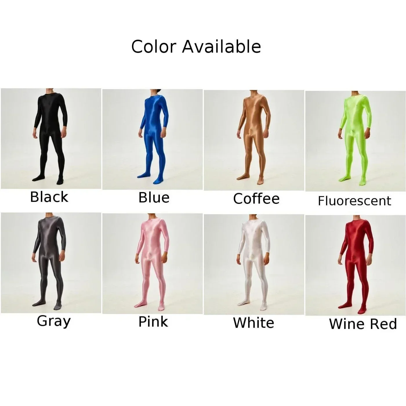 Bodysuit masculino manga longa óleo brilhante collants alta elástica collant macacão