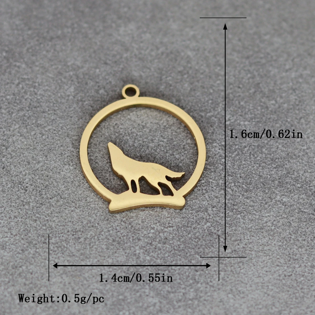 3pcs Mini Round Line Wolf Charms Fit DIY Bracelets Necklace Jewelry Making Stainless Steel Pendant Animal Delicate Accessories