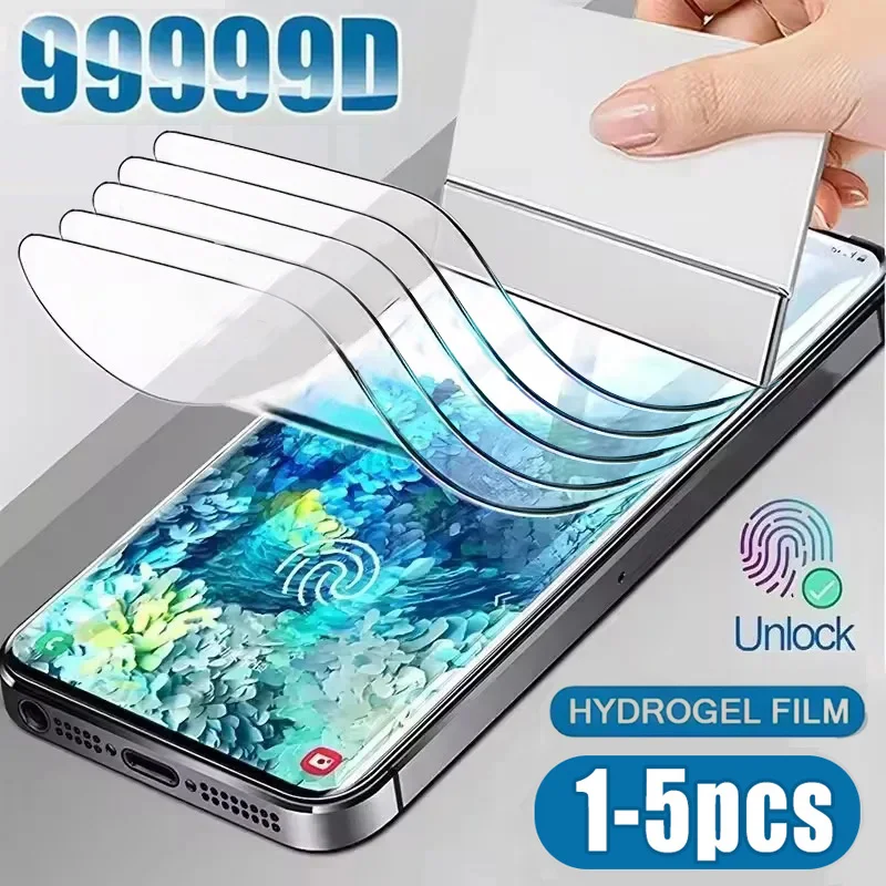 1-5 قطعة قسط التغطية الكاملة هيدروجيل واقي للشاشة السينمائي آيفون 13 12 11 14 15 16 17Pro Max XR XS Max 17 Plus