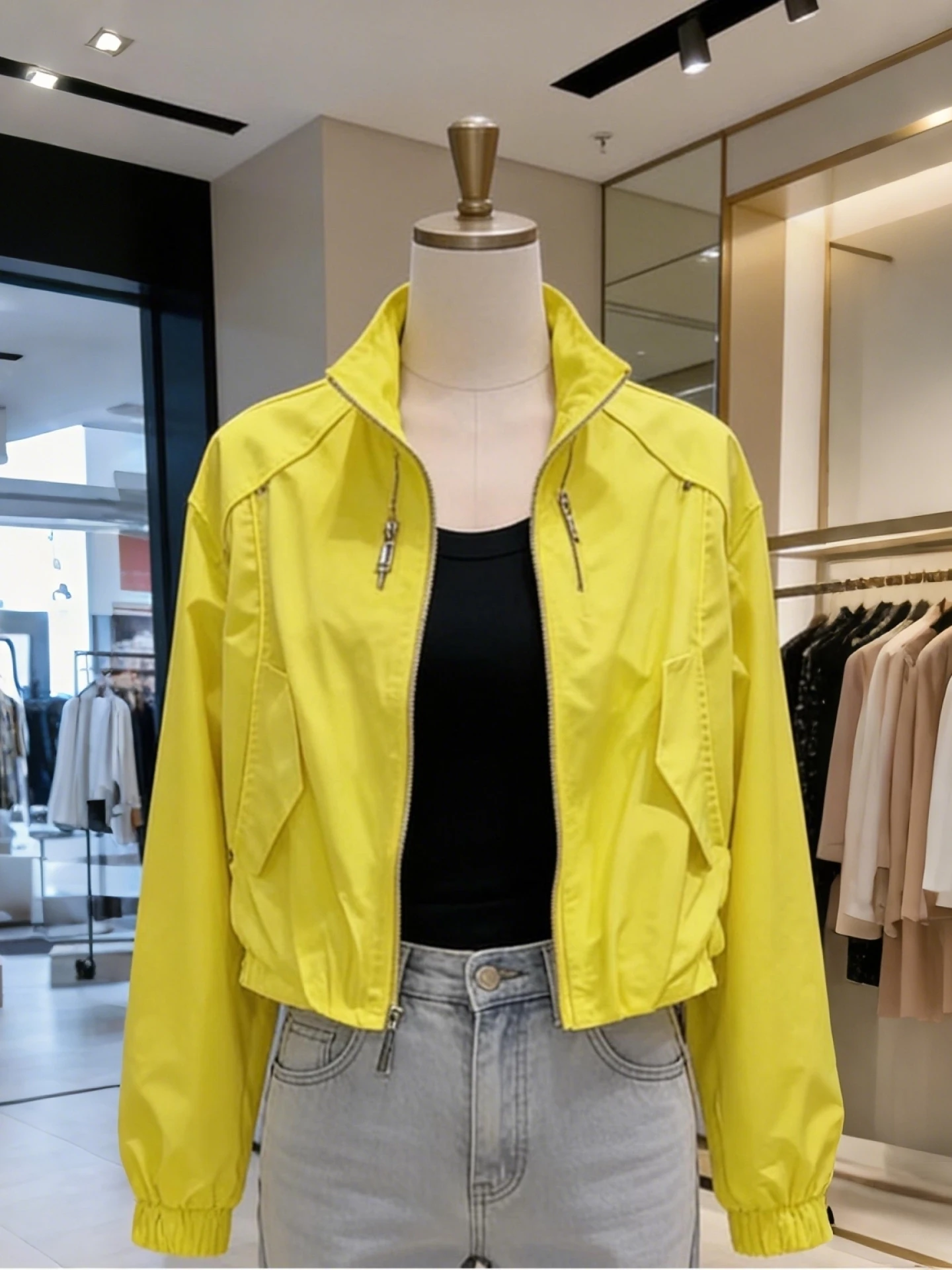 

plus Size Women's Short Jacket Loose Fit Stand Collar Spring Autumn New Style Slimming Versatile Ladies' Cardigan Coat
