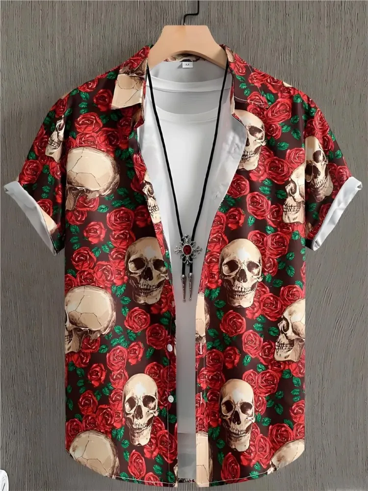 

Men's Shirts And Tank Tops Color Colorful Menswear Clothing Printed Holiday Short Sleeves Shirt Ropa Hombre Buttons Vacation Top