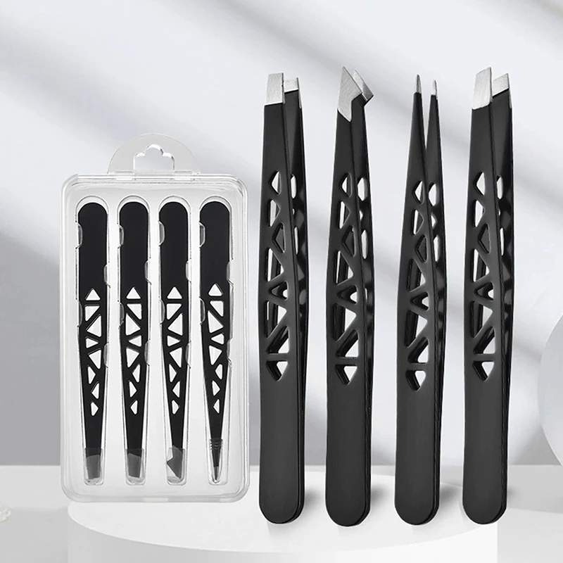 

HUA HUA 4Pcs Professional Tweezers Set - Perfect For Eyebrow Hair Removal, Splinter & Ingrown Hair Removal & For Men & Women