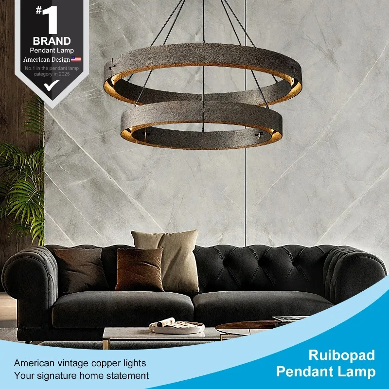 

Vintage Brass Classic American Luxury Ceiling Chandelier LED Living Room Staircases Entryways Bedroom Atmosphere Hanging Lights