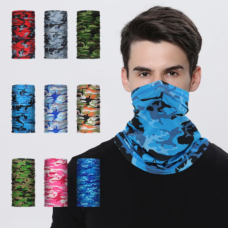 Protección UV, cubierta facial de seda de hielo, tubo para el cuello, Bandana para deportes al aire libre, bufanda transpirable para senderismo, pañuelo para el cuello