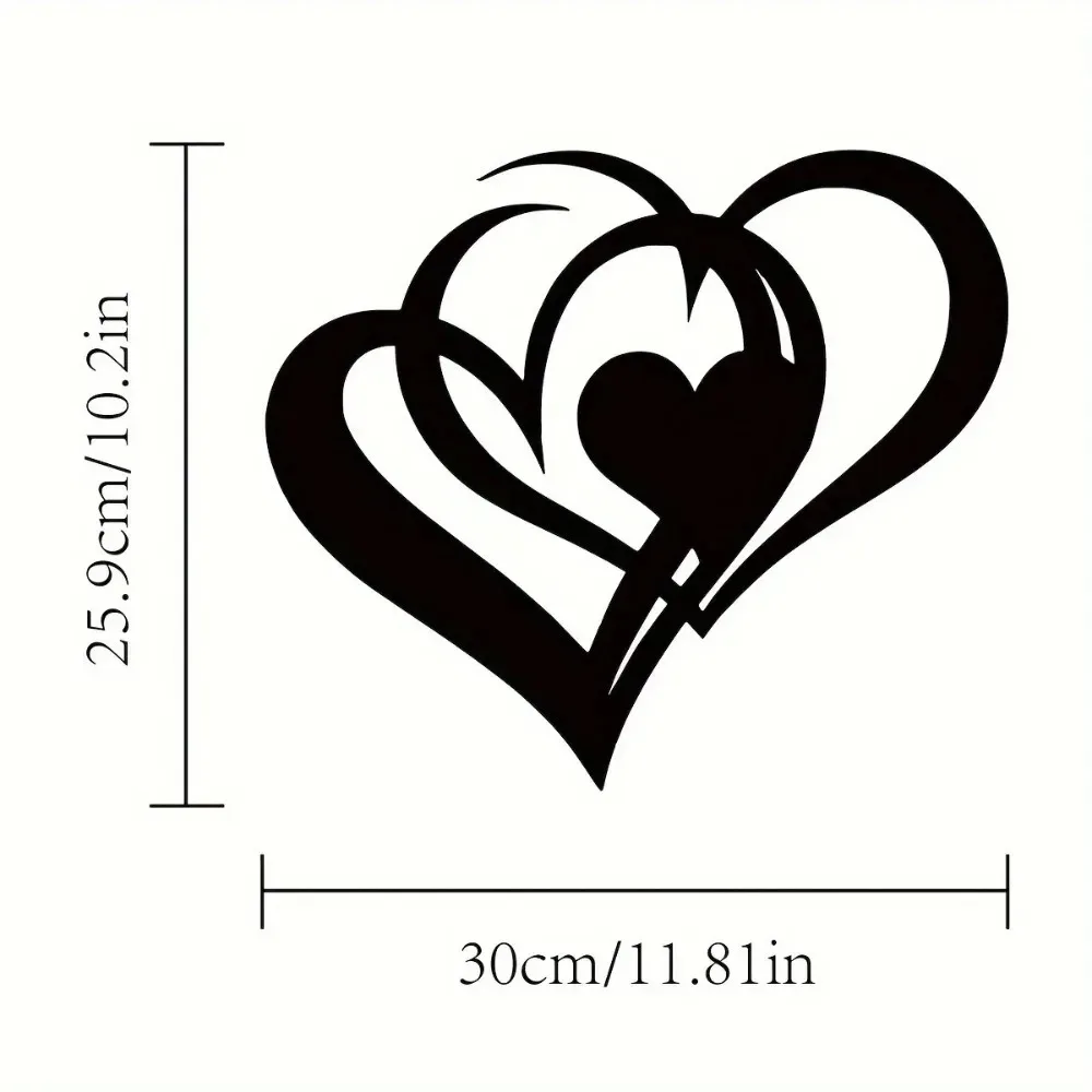 1pc Two-Hearts Metal Wall Art Romantic Durable Home Decoration Gift