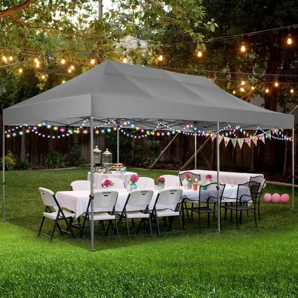 

10x20 Heavy Duty Pop up Canopy Tent with 6 sidewalls Easy Up Commercial Outdoor Canopy Wedding Party Tents for Parties All Seas