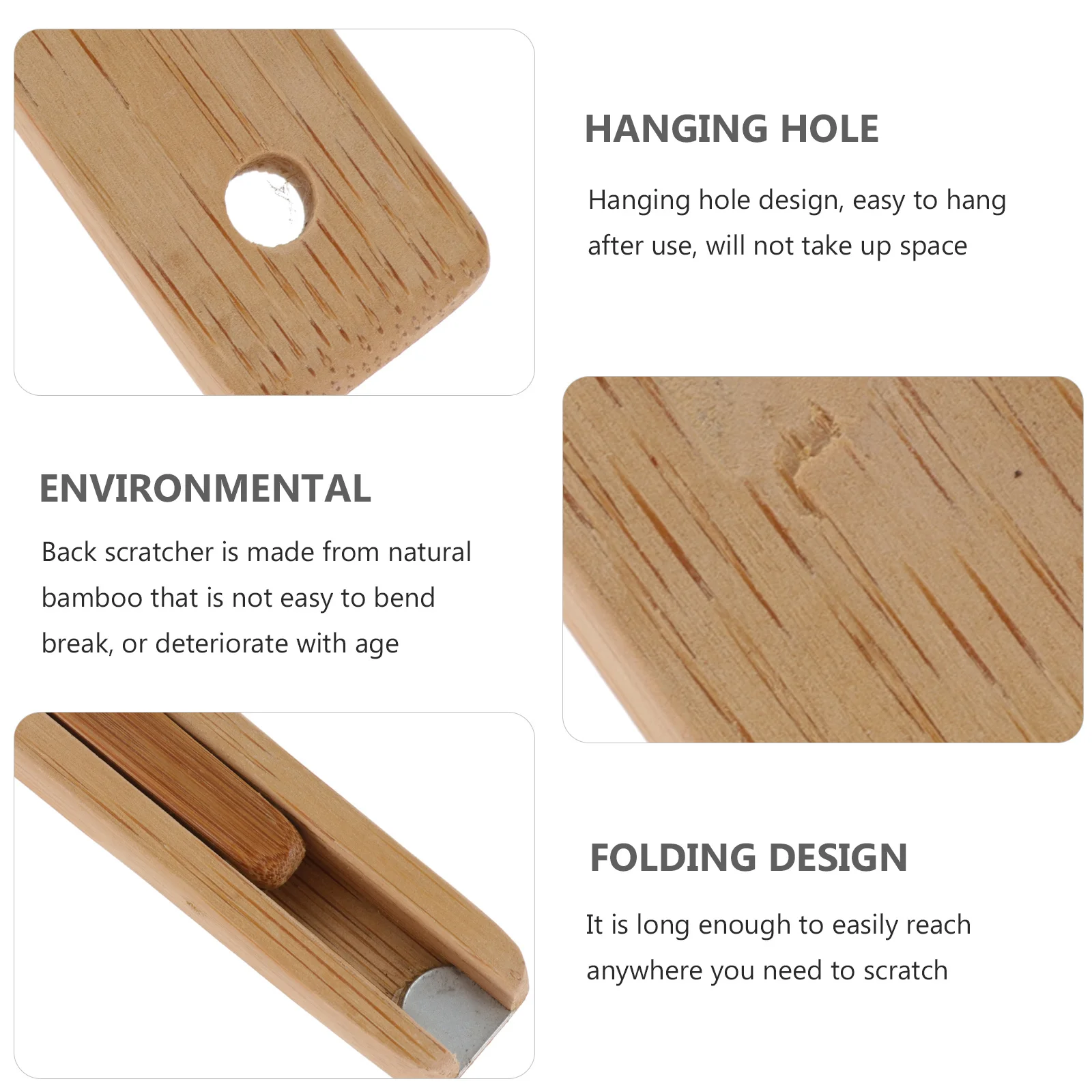 

Folding Back Scratcher Bamboo Massage Tool Portable Itching Relief Anti Itch Massager for Summer Insect Bites Back Scratcher