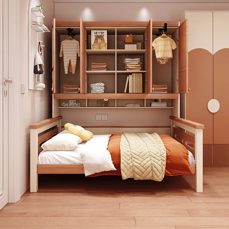 Small room, children's wardrobe, integrated wall, multifunctional solid wood children's bed with cabinets, tatami mats