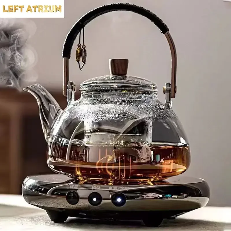 Steamable Teapot Household Glass Tea Maker High Temperature Resistant Steaming and Boiling Dual-purpose Teapot
