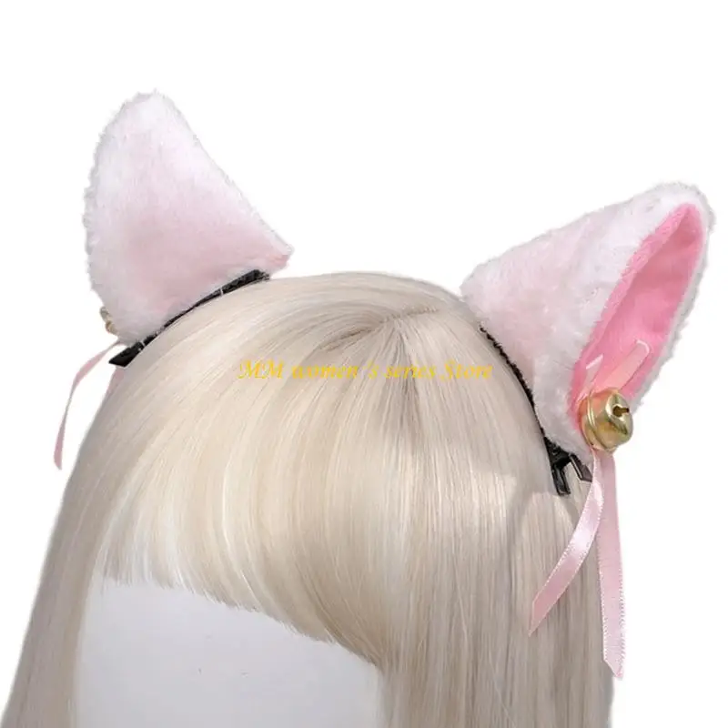 Q39C 어린이와 성인을 위한 부드러운 봉제 고양이 귀 머리 클립 의상 사진 소품 액세서리
