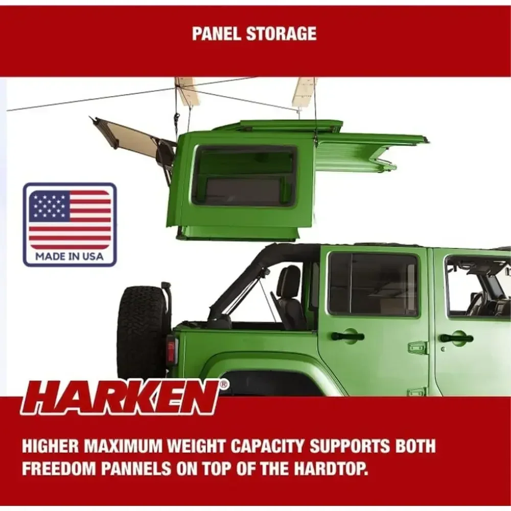 HARKEN - Truck Cap Overhead Garage Storage Hoist, Self-Leveling, Safe Anti-Drop System, Easy One-Person Operation, Smart Garage