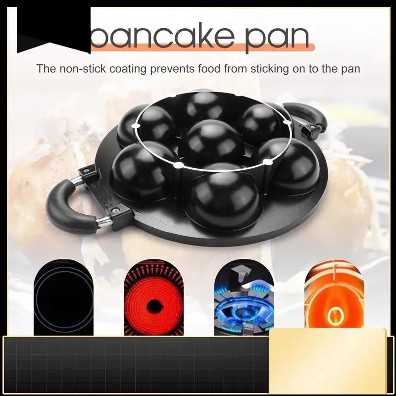 

7 Hole Cooking Cake Pan Cast Iron Omelette Pan Non-Stick Cooking Pot Breakfast Egg Cooker Cake Mold Kitchen Cookware-N37R