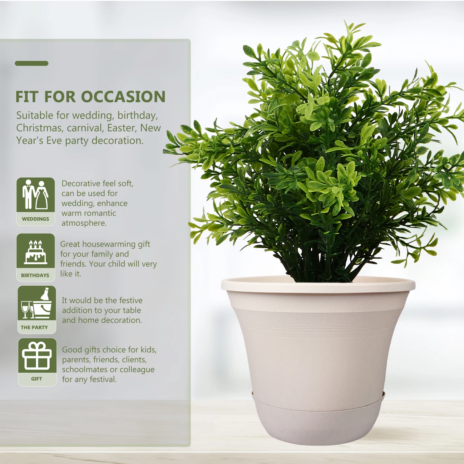 

Plastic Flower Pot Durable Lightweight Plant Container Balcony Garden Decor Planter Drainage Hole Water Tray