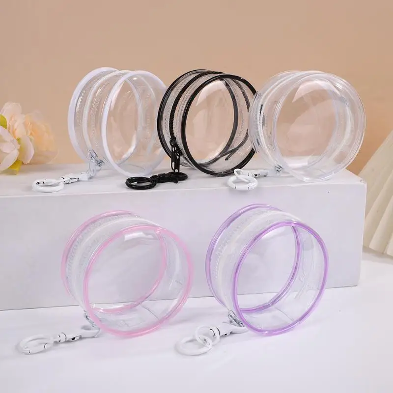 1pc 8cm Round Transparent PVC Mystery Box Keychain Jewelry Organizer Storage Cute Doll Bag Organization Dustproof Case
