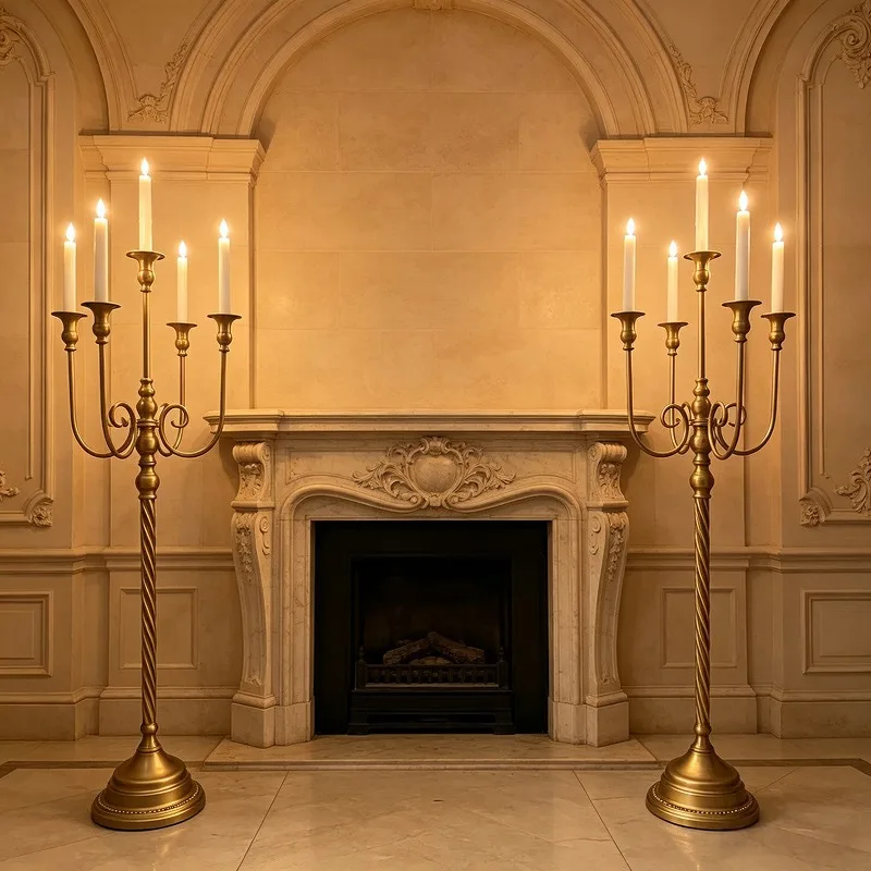 European Gold Iron Multi-arm Candelabra French Palace Style Candle Stand Wedding Party Table Centerpiece Home Decor Ornament