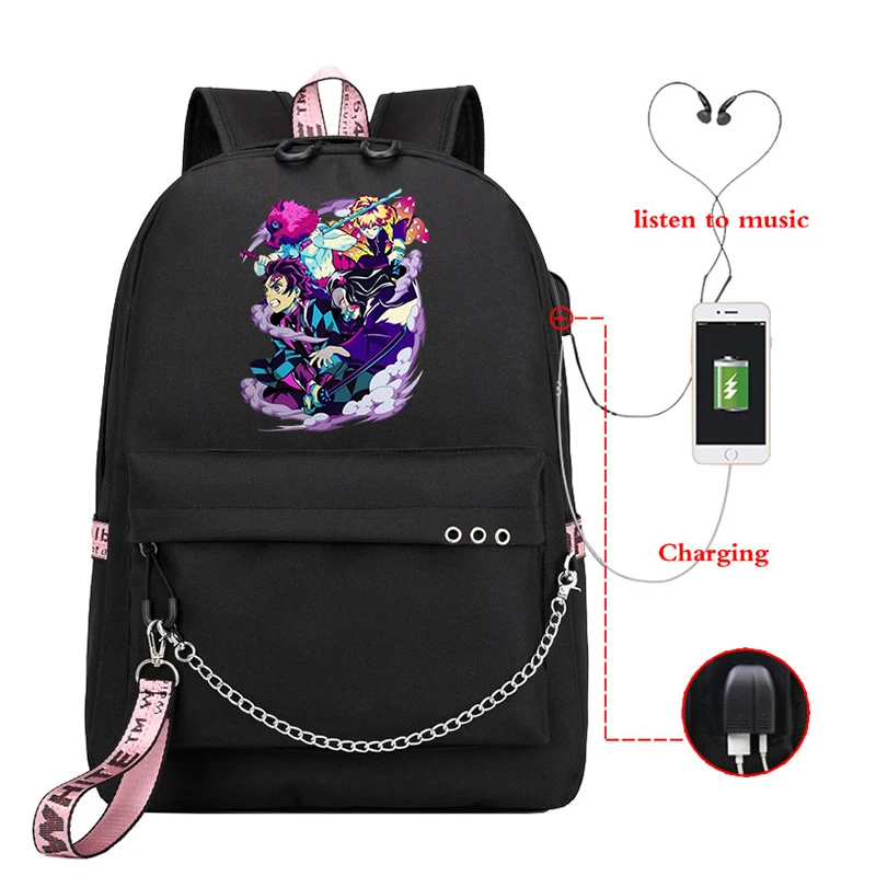 Demon Slayer Anime borse da viaggio borse College zaini multifunzione femminili sport ragazzi Street Style Bag Demon Slayer School Bags