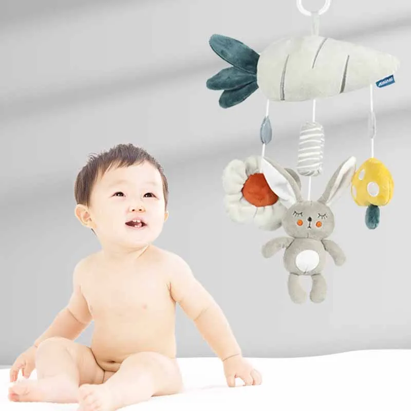 Baby's Hanging Grey Wind Chime, Bed Bell, Brinquedos de pelúcia, Calmante, Cama, Brinquedo, Presentes de Aniversário, Carrinho, 0-3 Anos, Novo