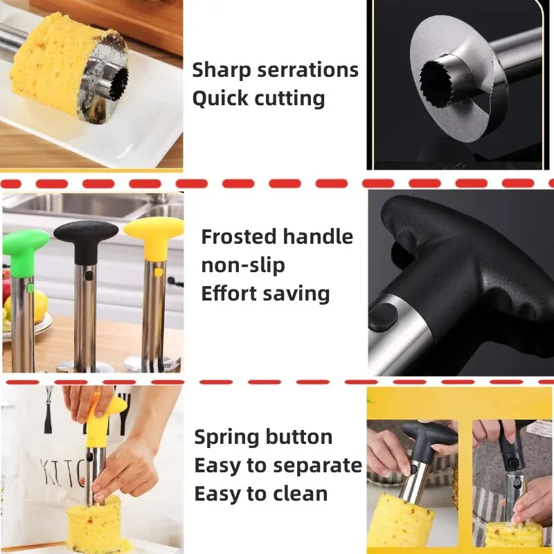 1 stücke Ananas Slicer Schäler Schäler Edelstahl Obst Werkzeuge Kochen Werkzeuge Küche Zubehör Küche Gadgets – Detail 4