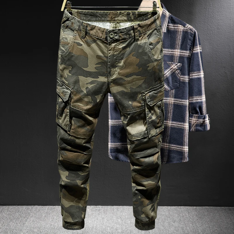 

Camouflage Work Pants Men's Slim Fit Outdoor Tactical Casual Trousers Autumn Winter Faion Brand Youthful Sle Cotton 00%