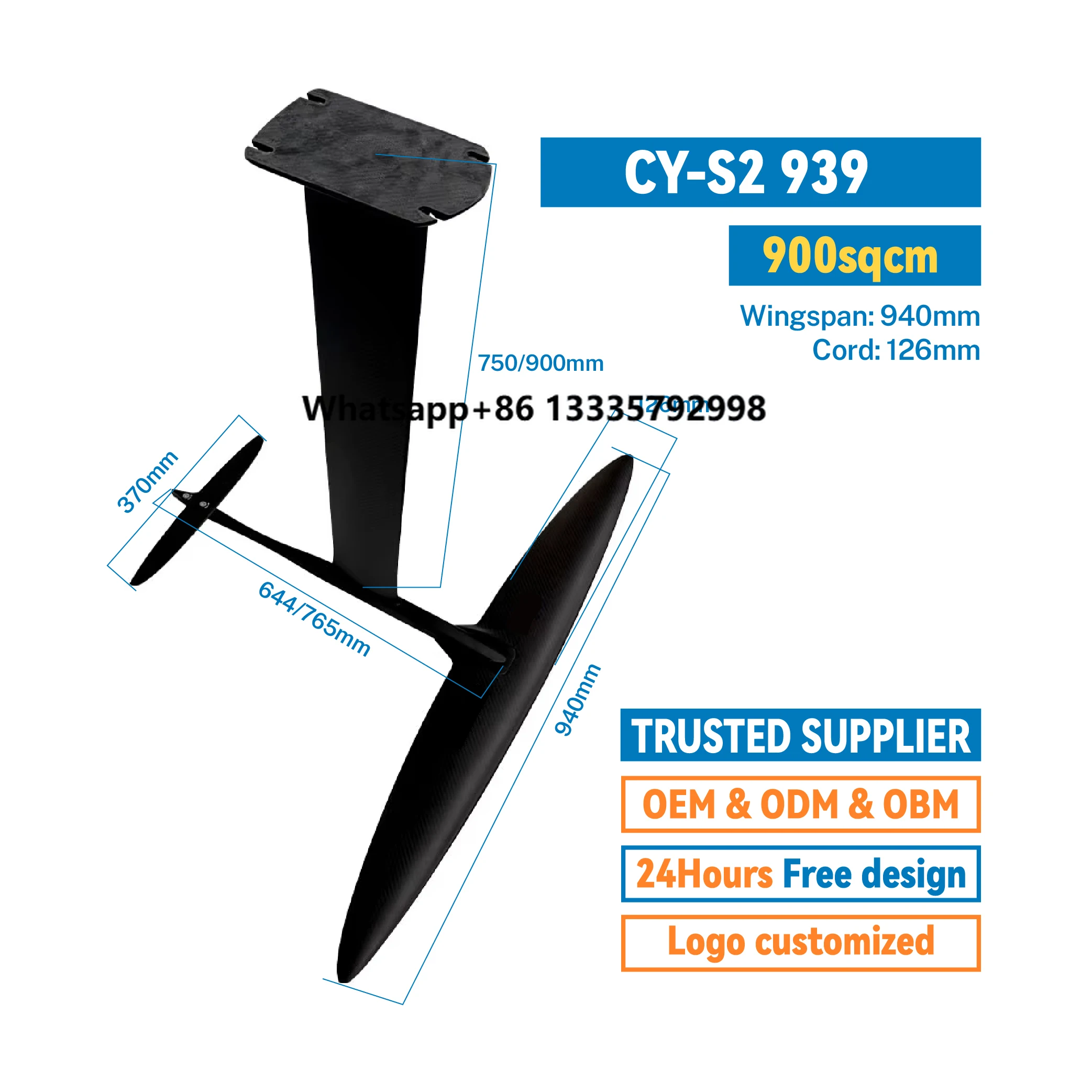 

CY-S2 939 Unisex Hydrofoil High Quality Wing Foil Carbon Fiber Aluminum Surfing Equipment Ocean Waters Model Windsurf