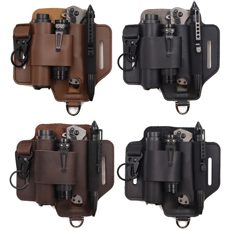 Multitool Sheath Pocket Organizers With Holder Tactically Tool Holsters Leather Belt Sheath Hanging Waist Belt 69HD
