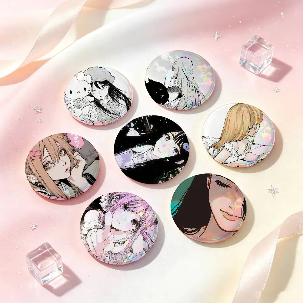 Cartoon Girl Badges 25 32 44 58 75 Mm Round Cosplay Pin Bag Decor Fans Collect Friends Gifts Brooch Souvenir