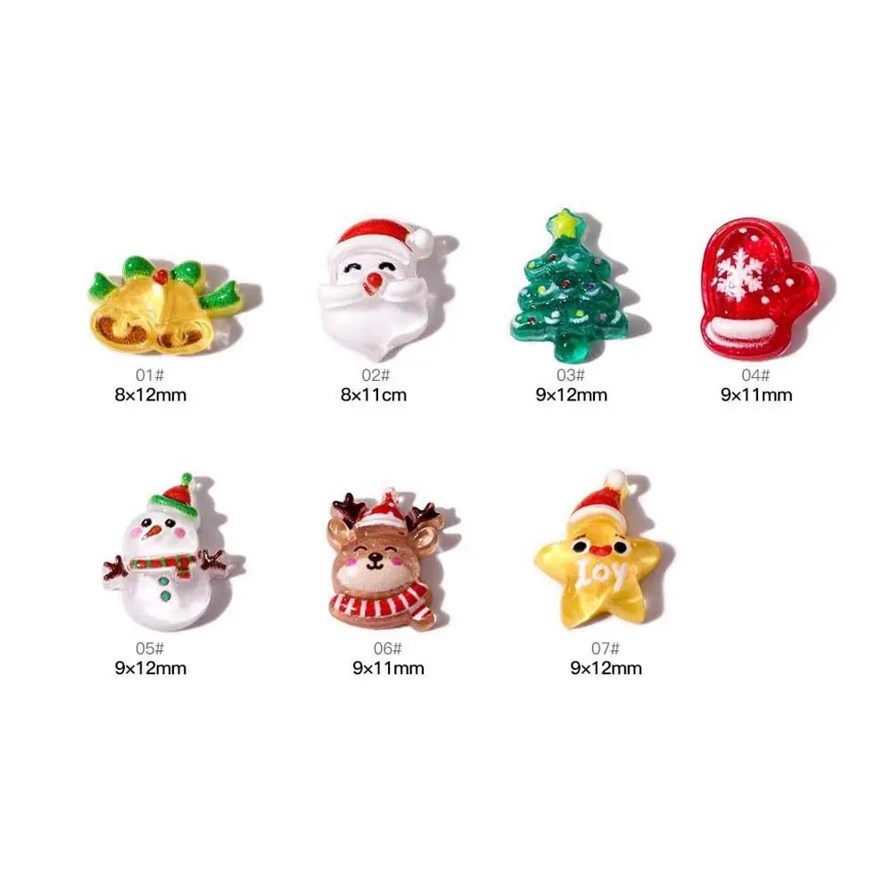 10Pcs/set Nail Supplies Christmas Nail Decorations Manicure Ornaments Xmas Nail Charms Christmas Nail Accessories Resin