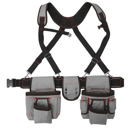 Cinturón de herramientas con tirantes, bolsa de herramientas de jardinería, bolsa de herramientas para electricista, correa, cinturón, equipo multifuncional, riñonera para carpetas