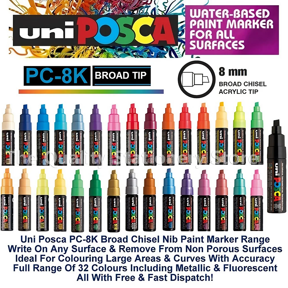 1 UNI Ball POSCA PC-8k Marker Pen POP Poster PenGraffiti Advertisement 8mm Art Stationery Multi-color Optional Painting Supplies