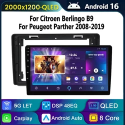 Android 16 voor Citroen Berlingo B9 Peugeot Partner 2008 - 2019 autoradio multimediaspeler CarPlay intelligente systemen 2din GPS