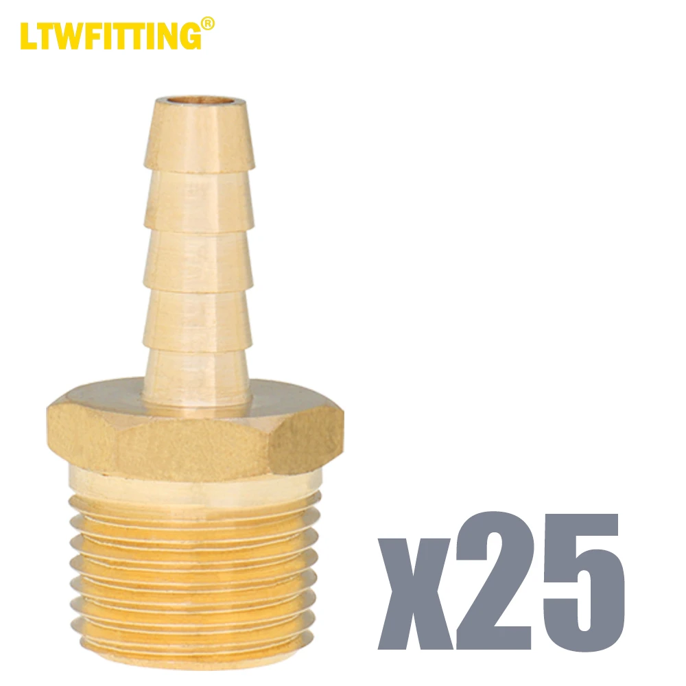 LTWFITTING Lead Free Brass Barbed Fitting Coupler/Connector 1/4