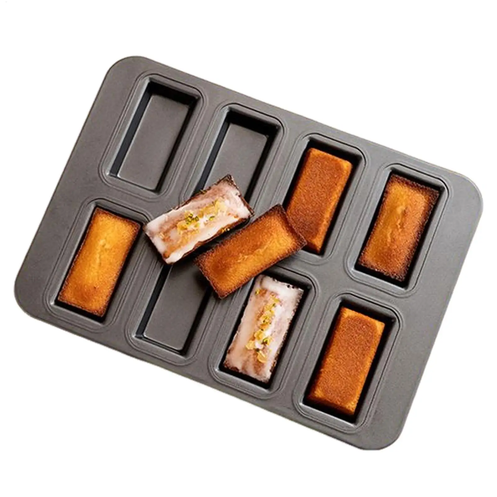 Carbon Steel Cake Mold Non-stick Baking Pan 8 Cavity Divided Rectangle Meat Tray For Muffin Brownies Cupcake Cheesecake view 4