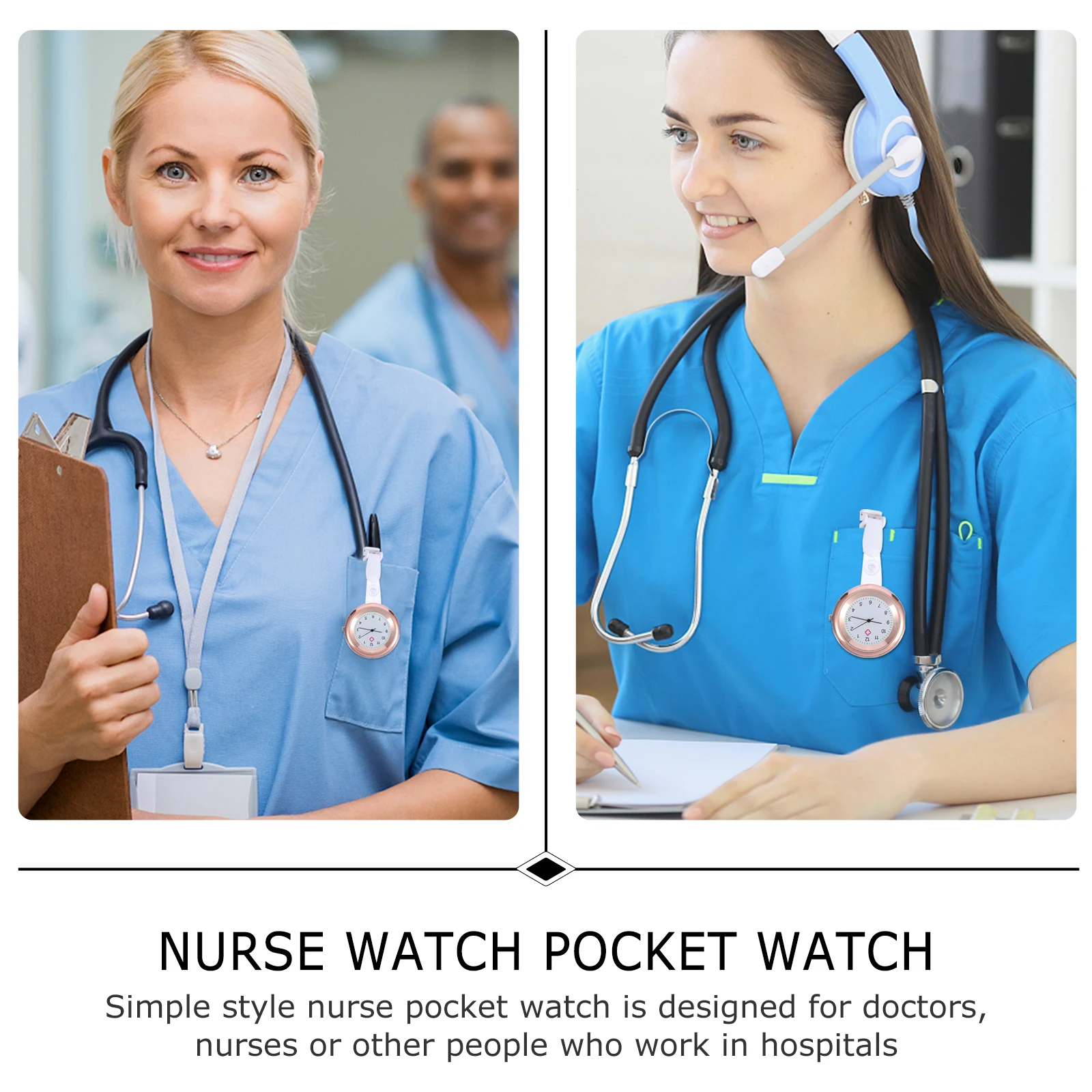 

Women Fashion Nurse Watches Medical Nursing Hand Clip-On Pocket Watch For Doctors Nurses Simple Design Durable High-Quality