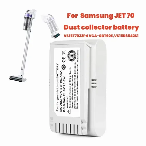 VCA-SBT90EB VCA-SBT90E 무선 스틱 진공 청소기용 진공 교체 배터리, 삼성 Jet70 + VS15T7032P4, 3500mAh, 신제품 