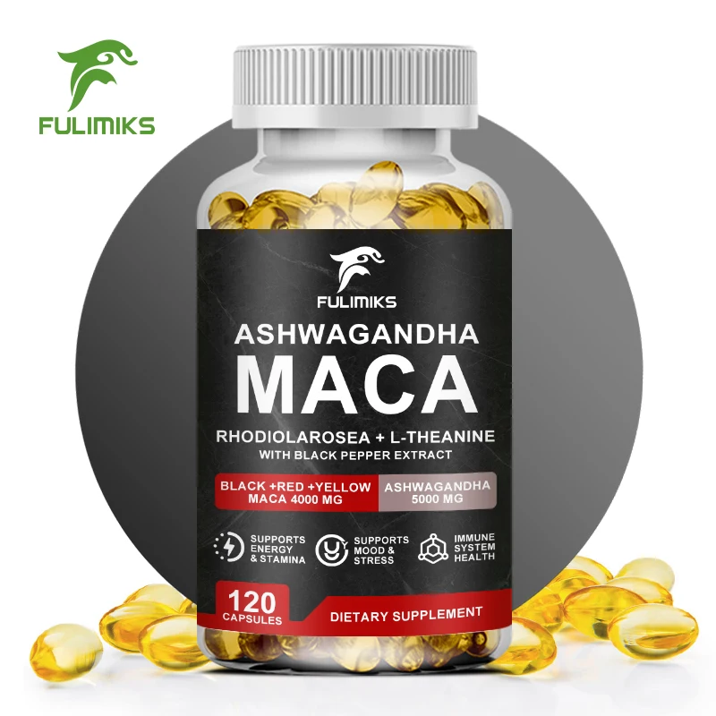 Ashwagandha Maca Wurzel Kapseln Ergänzung-hilft bei Stress, Stimmung und Schilddrüsen gesundheit-Maca Pillen Bocks hornklee Kapseln