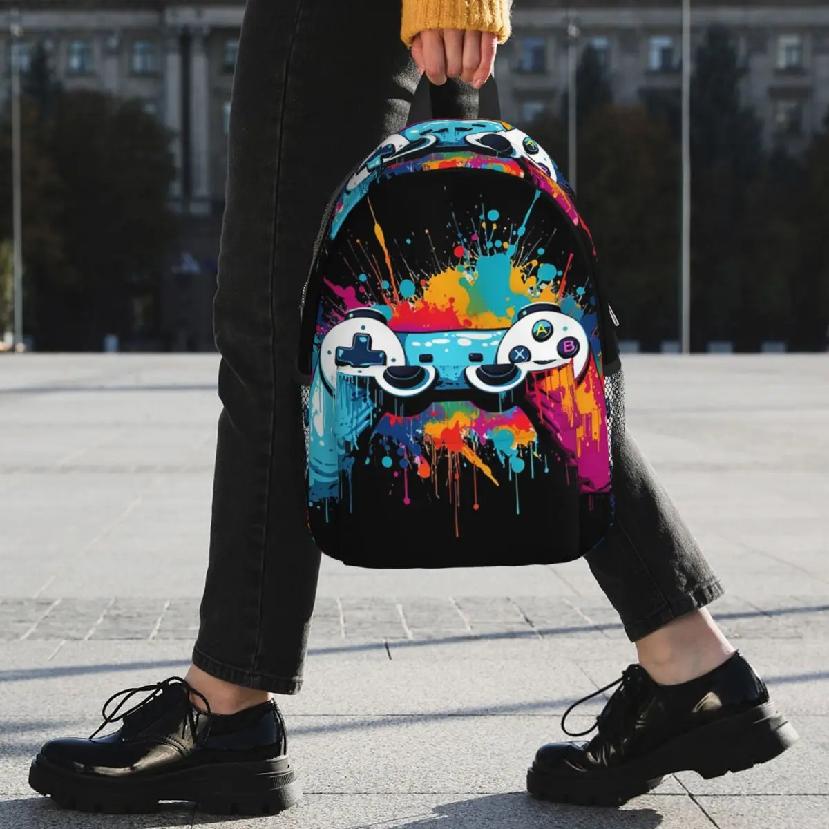 Game Controller Graffiti Design Backpack Student BookBag Kids School Bag Computer Shoulder Bags for Boys Girls