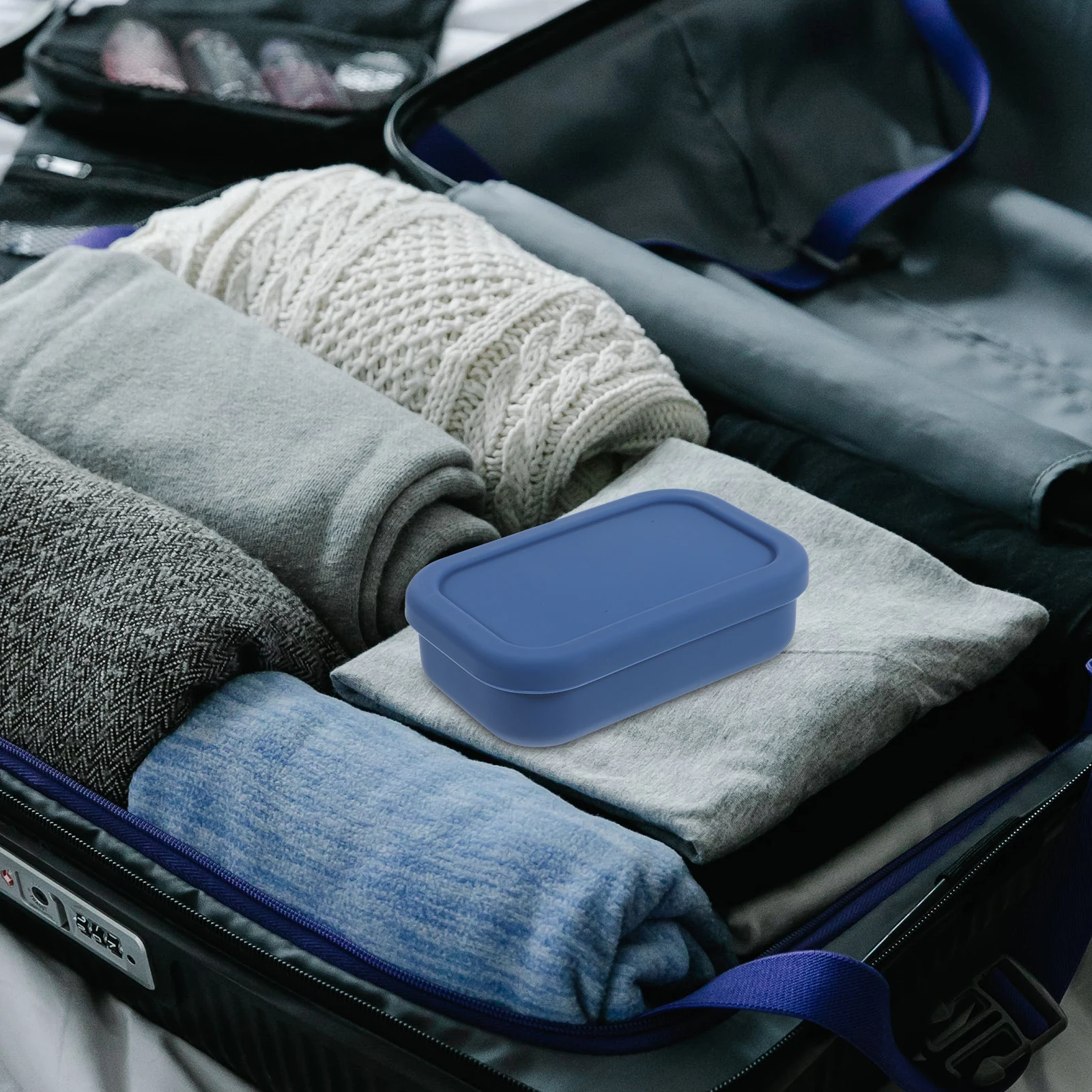 

Silicone Box Travel Container with Lid Portable Bath Storage Dish Case for Bar Water Resistant for Bathroom Balcony