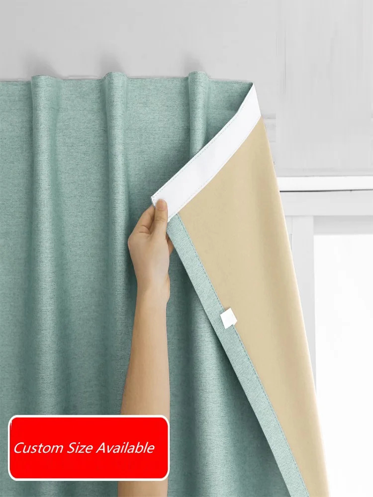 

Modern Self-adhesive Blackout Curtains for Living Room Bedroom Nordic Solid Color Simple Holes Free Window Drapes Easy Install