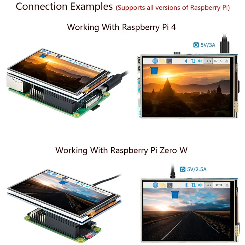 Waveshare 3-5 Cal ekran dotykowy LCD dla Raspberry Pi 4B/3B +/3B/2B/Zero/Zero W/Zero WH 480x320 pikseli interfejs SPI