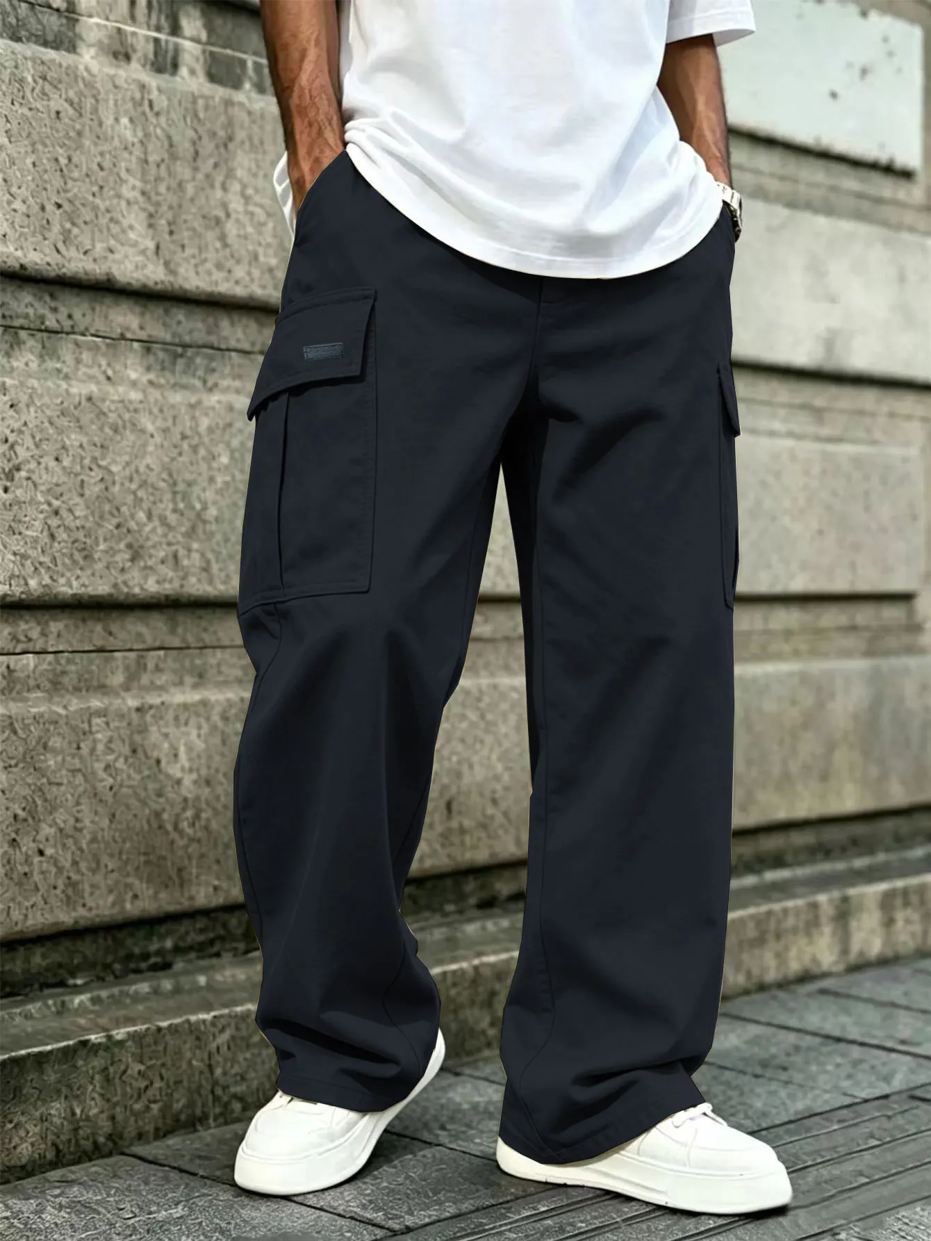 Herren Casual Gerade Geschnittene Arbeitshosen aus Gewebtem Stoff für Frühling & Herbst Modisch Bequem für den Täglichen Gebrauch – Detail 10